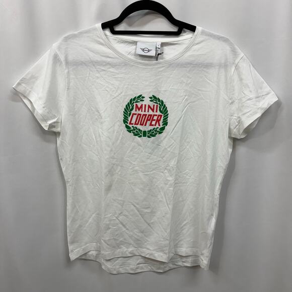 Mini Cooper White T-Shirt Vintage Logo Short Sleeve Small 100% Cotton NWT - Picture 1 of 4